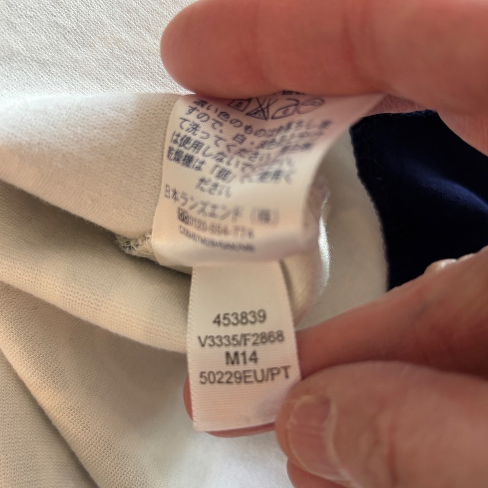 Lands‎ End Fit and Flare Dress 0P Navy Blue White Geometric Trellis Nautical - Picture 11 of 12